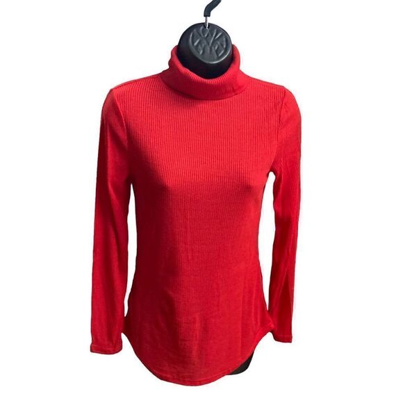 ORIGINAL USA B2B WOMEN’S FASHON Red Turtleneck Top Size Large - Picture 1 of 11